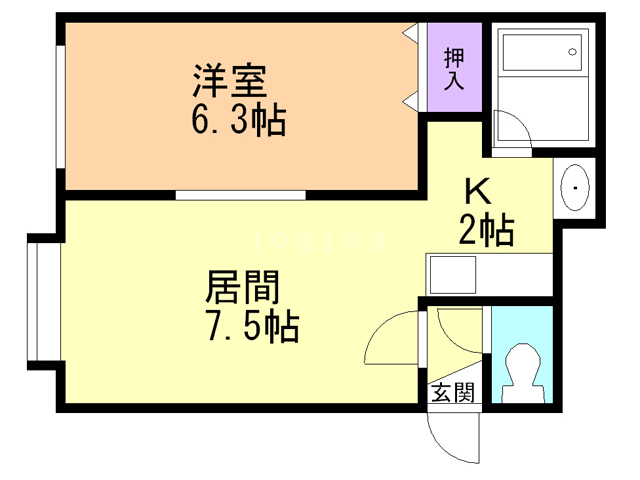 札幌市西区宮の沢三条のアパートの間取り