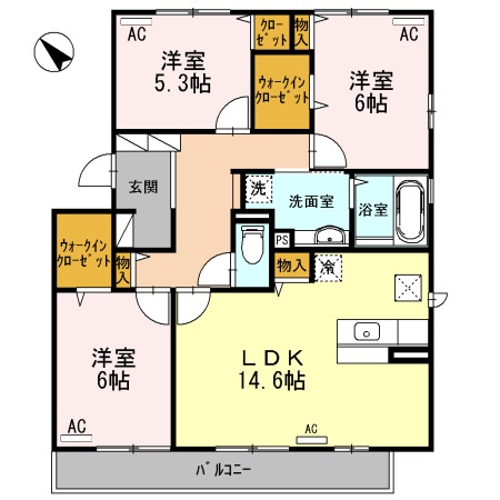 倉敷市連島中央のアパートの間取り