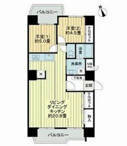 ライオンズマンション荒町の間取り写真