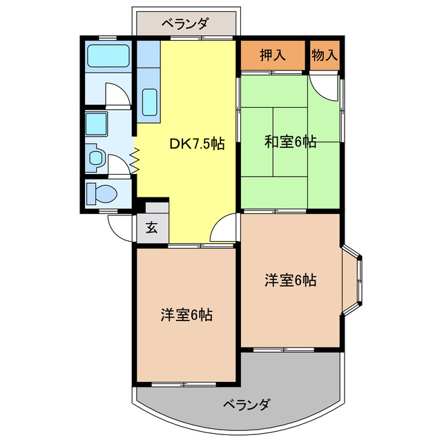 岐阜県岐阜市本荘（マンション）の賃貸物件の間取り