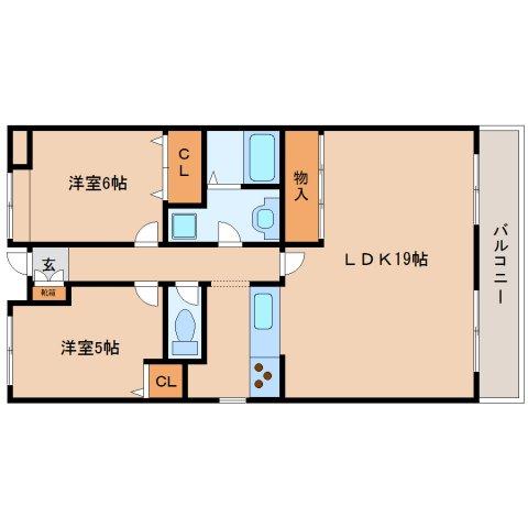 生駒市小瀬町のマンションの間取り