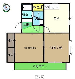 徳島市北矢三町のアパートの間取り