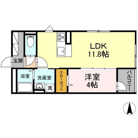 仙台市青葉区広瀬町のアパートの間取り