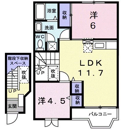 所沢市大字久米のアパートの間取り