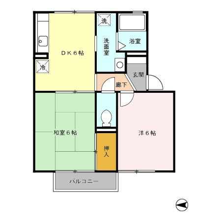 筑紫野市光が丘のアパートの間取り