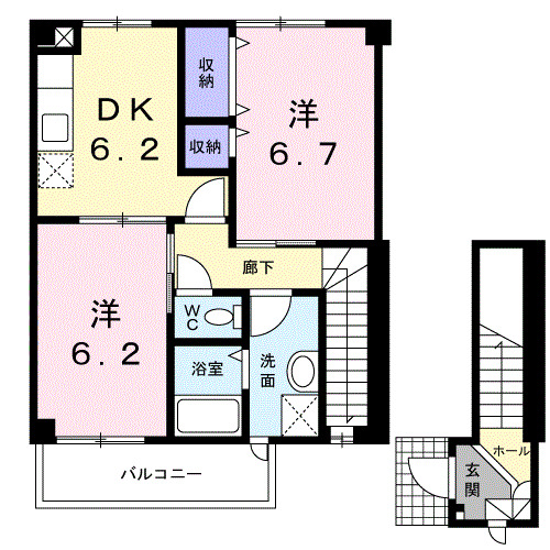 富山市水橋辻ヶ堂のアパートの間取り