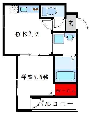 東大阪市友井のアパートの間取り