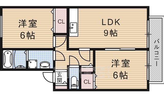 宇治市宇治のアパートの間取り