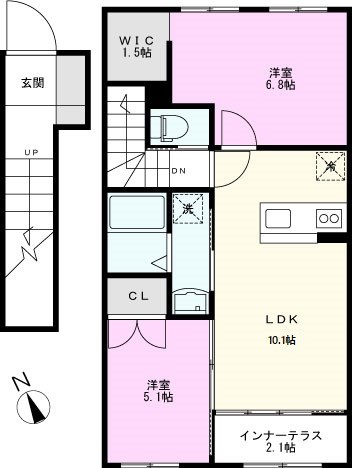 越谷市宮本町新築アパート　II期（仮）の間取り