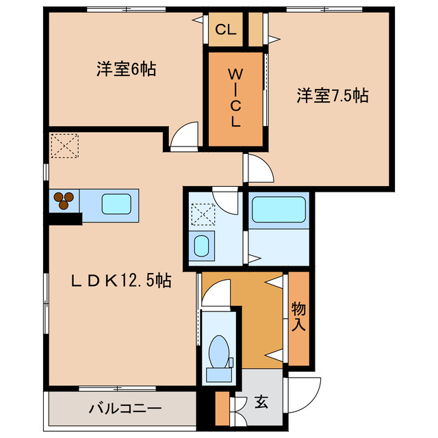 浜松市中央区名塚町のアパートの間取り