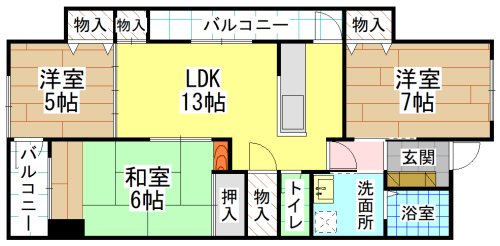 北九州市小倉南区長尾のマンションの間取り