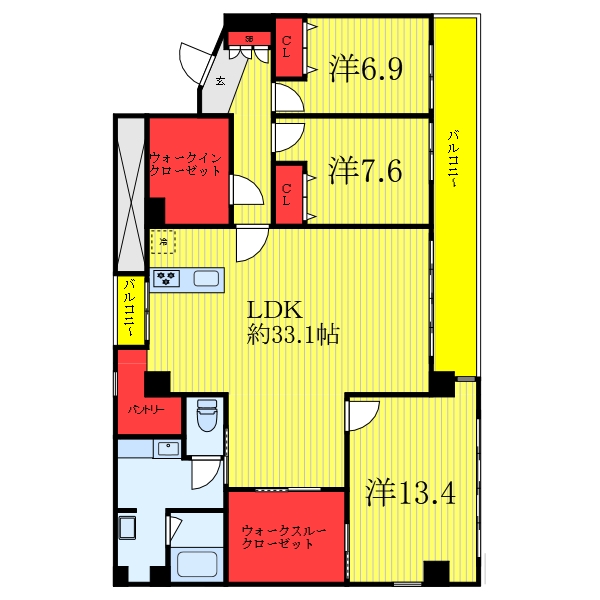 板橋区蓮根のマンションの間取り