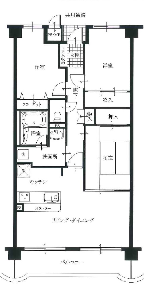 マジェスティックマンション多賀城の間取り