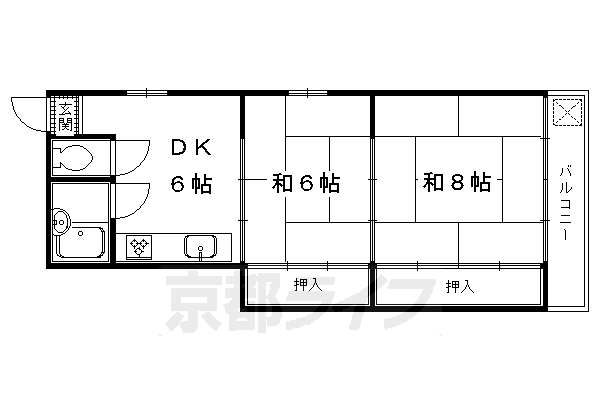 京都市北区紫野西野町のマンションの間取り