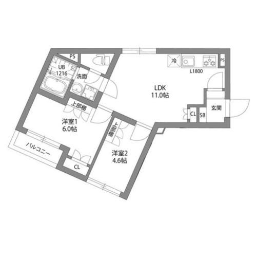 目黒区南のマンションの間取り