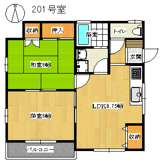 リラ・タウンプロムナード　201号室の間取り