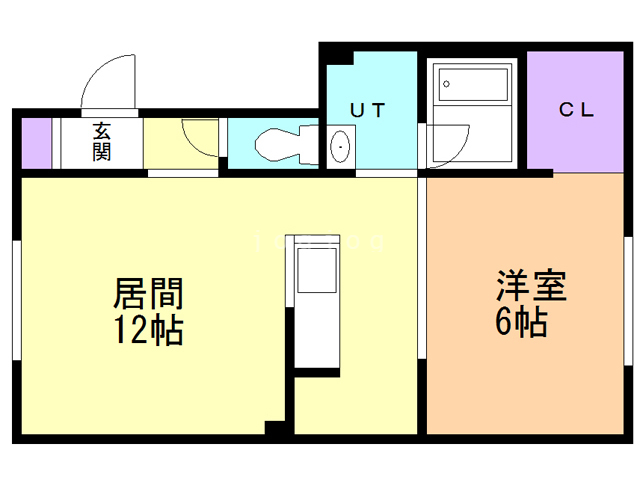 函館市五稜郭町のアパートの間取り