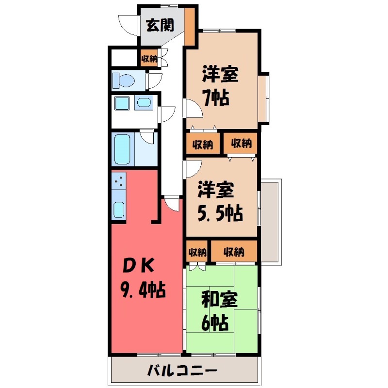 宇都宮市駅前通りのマンションの間取り