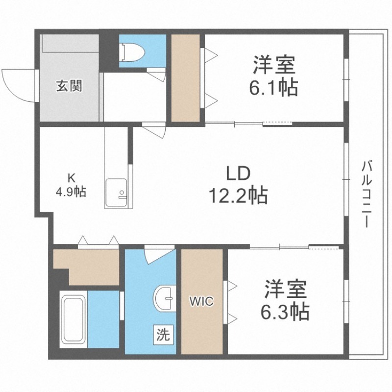 札幌市西区山の手一条のマンションの間取り