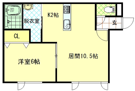 旭川市神楽六条のアパートの間取り