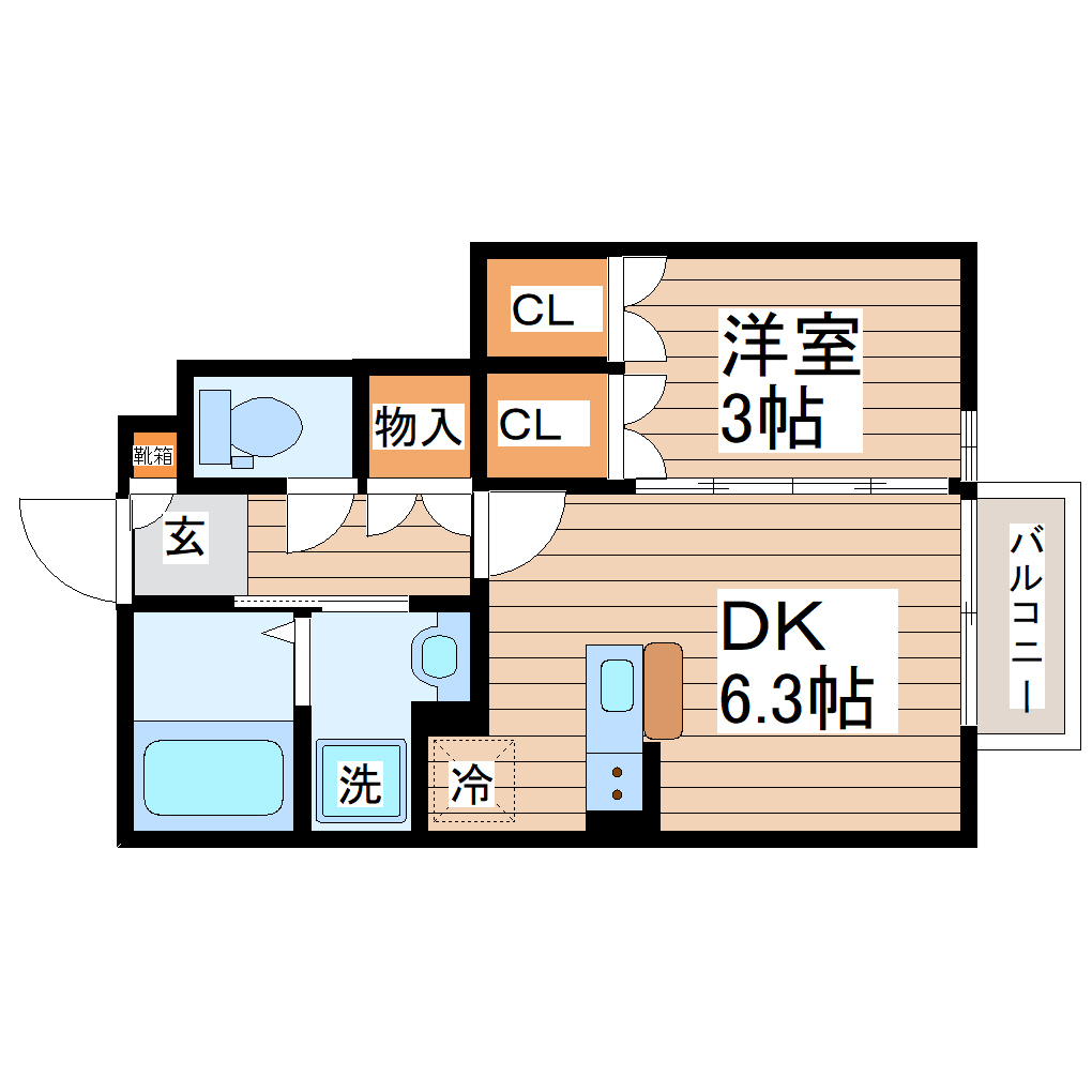 Escondite川内B棟（エスコンディーテ）の間取り