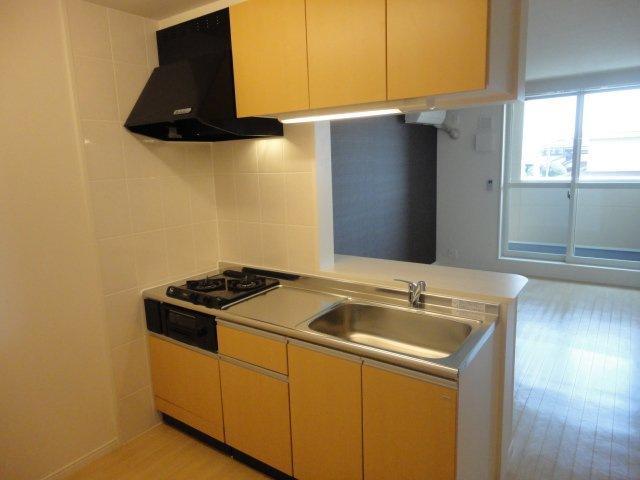 キッチン　2口ガスコンロのシステムキッチン