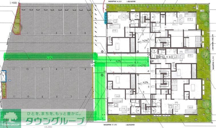 駐車場　配置図パース