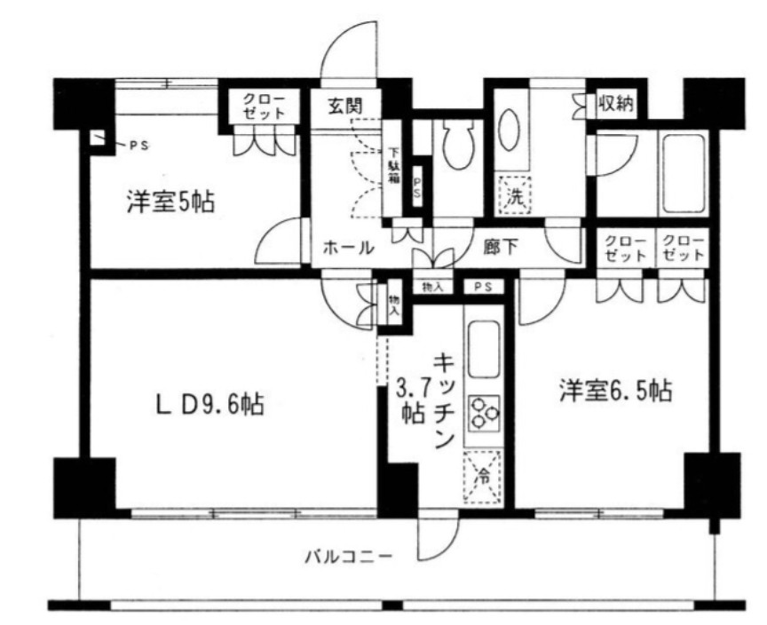 ＪＲ京葉線 海浜幕張駅 徒歩15分 7階建 築24年の間取り写真