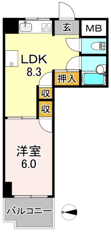 地下鉄谷町線 平野駅 徒歩9分 5階建 築41年の間取り写真