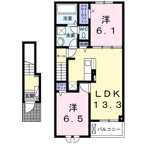 橋本市高野口町名古曽のアパートの間取り