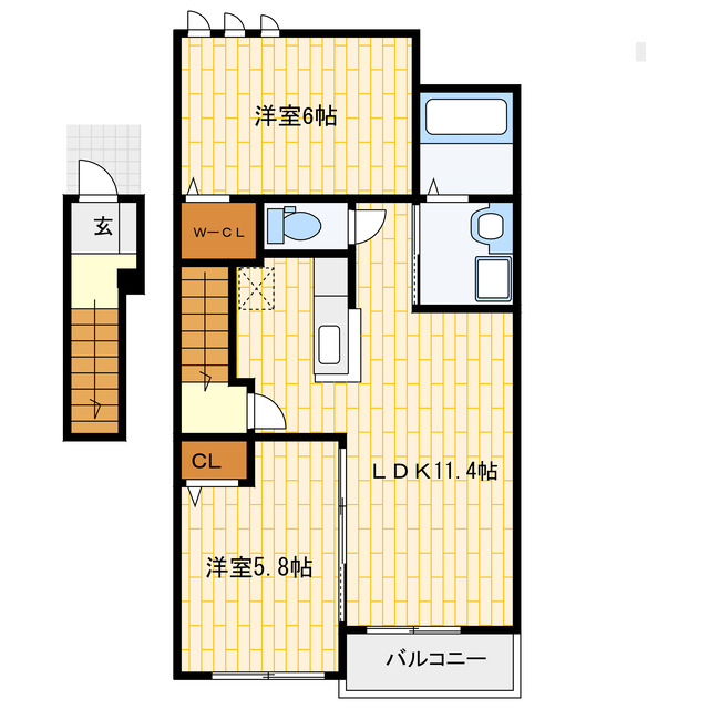 磐田市豊島のアパートの間取り