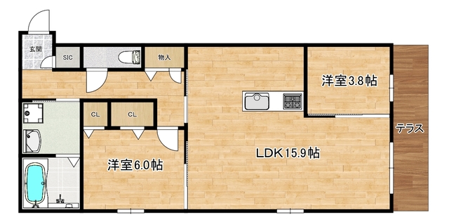 大阪市阿倍野区西田辺町のマンションの間取り