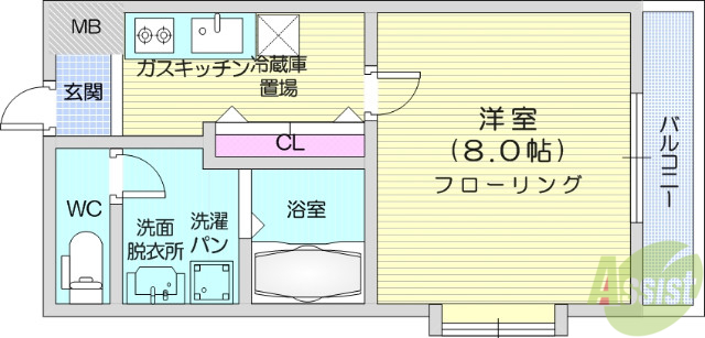 宮城県仙台市宮城野区五輪２（マンション）の賃貸物件の間取り