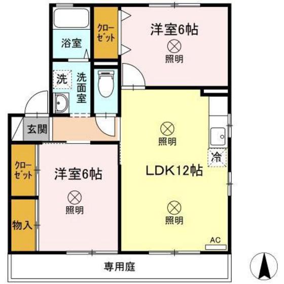 岡山市北区花尻ききょう町のアパートの間取り