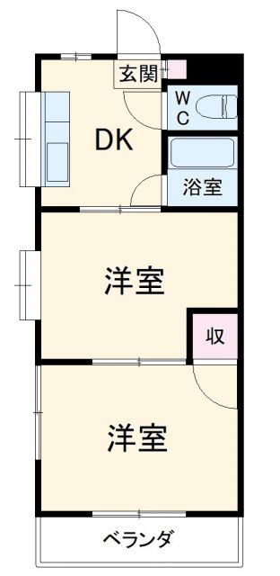 磐田市上大之郷のマンションの間取り