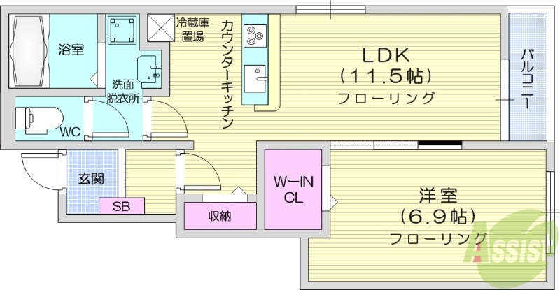 多賀城市桜木のアパートの間取り