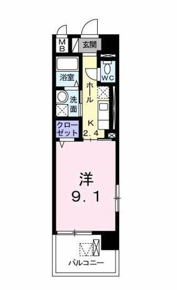 松山市山越のマンションの間取り