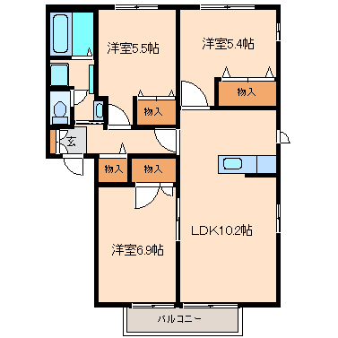 サンビレッヂ・M　参番館の間取り