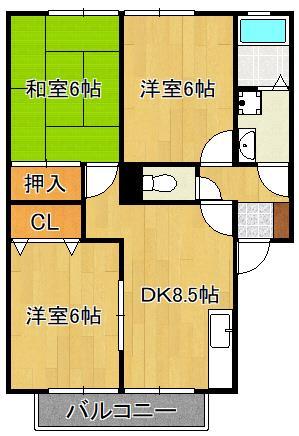 遠賀郡芦屋町大字山鹿のアパートの間取り