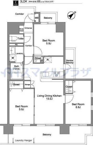 さいたま市南区白幡のマンションの間取り