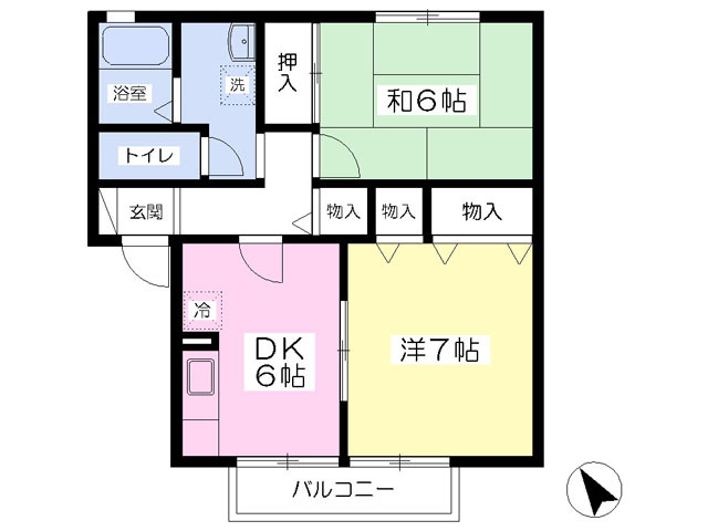 仙台市泉区上谷刈のアパートの間取り