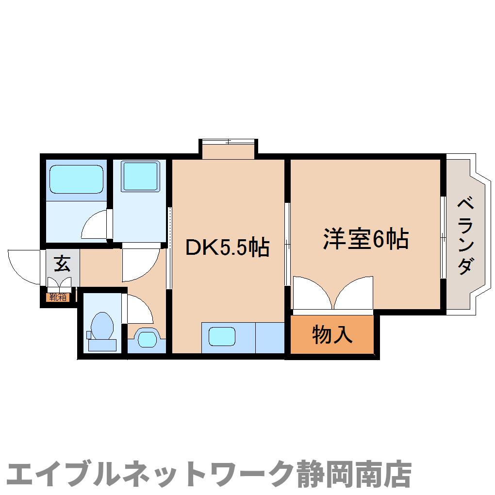 静岡市駿河区中田本町のマンションの間取り