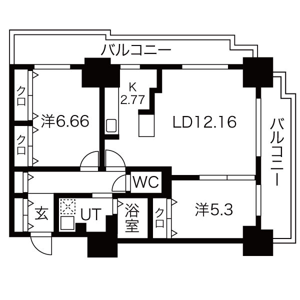 札幌市中央区北四条東のマンションの間取り