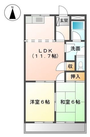 尾張旭市城山町三ツ池のマンションの間取り