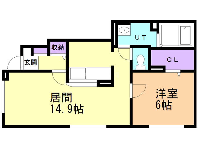 函館市中島町のアパートの間取り