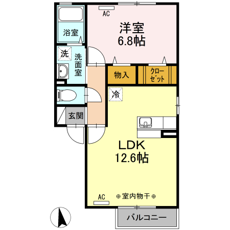 中央市下河東のアパートの間取り