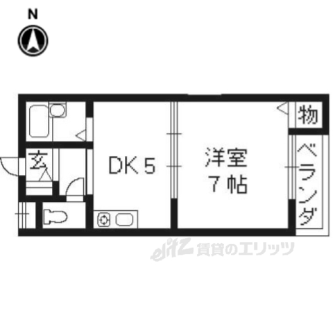 京都市西京区桂坤町のアパートの間取り