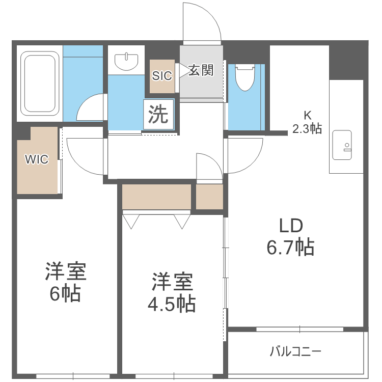 【札幌市白石区中央一条のマンションの間取り】