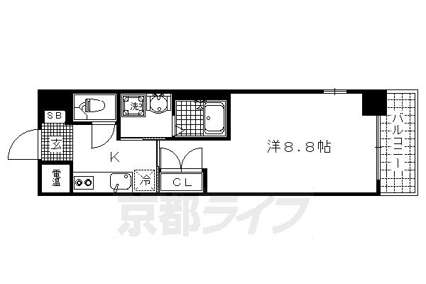 京都市北区上賀茂狭間町のマンションの間取り