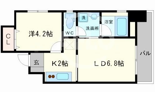 大阪市西区阿波座のマンションの間取り